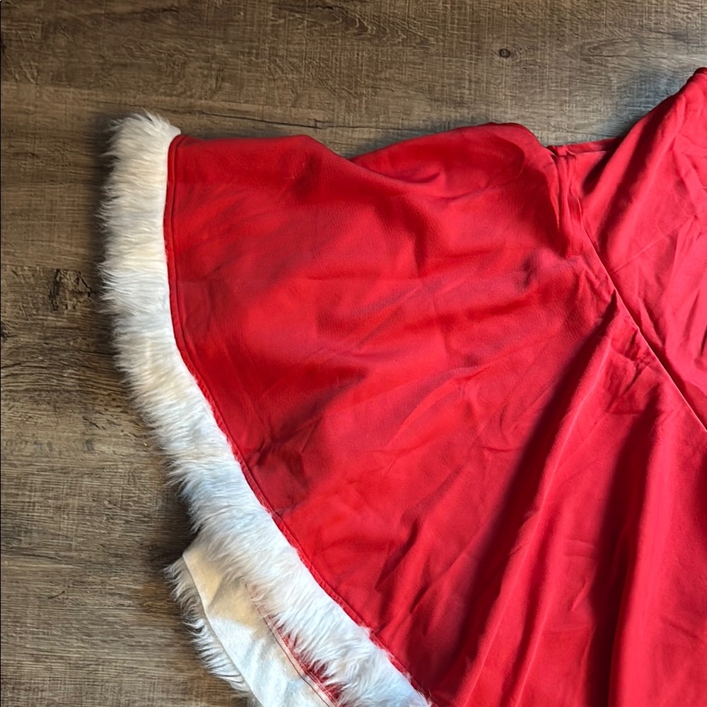 Festive Red Halter Dress with White Fur Trim Santa - Picture 4 of 10
